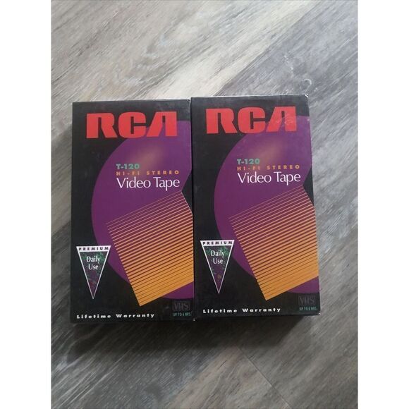 Lot Of 2 Blank VHS Tapes RCA Premium T-120 6 Hi-Fi Stereo. New Sealed. - Picture 1 of 4